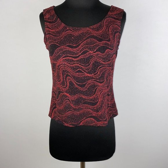 Xscape By Joanne Chen M Metallic Glitter Sparkle Patterned Tank Top Holiday - Picture 1 of 7